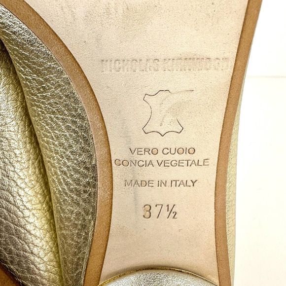 Nicholas Kirkwood Beya Platinum Gold Leather Loafer Size 37.5 / 7.5 - Picture 10 of 12